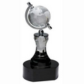 Crystal Spinning Globe Award w/ Clear Tower & Black Base